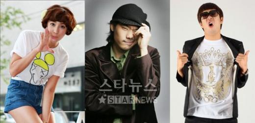 ↑왼쪽부터 서인영, 김진표, MC몽
