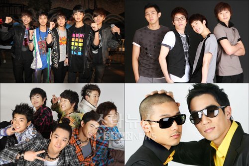 샤이니, 2AM, 마이티마우스, 2PM(왼쪽 위부터 시계방향) ⓒ머니투데이 스타뉴스