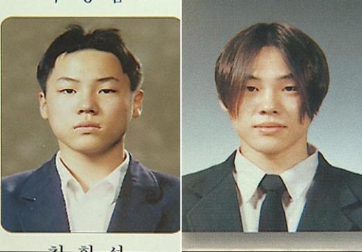 휘성의 중학교 졸업앨범 사진(왼쪽)과 고등학교 졸업앨범 사진 <사진제공=MBC>