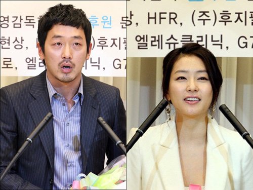 배우 하정우와 박진희(오른쪽) ⓒ 송희진 기자