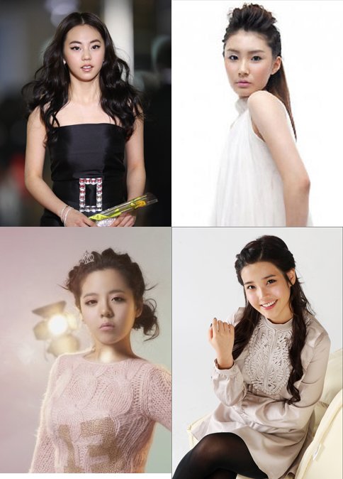 ↑ 원더걸스 소희, 모델 박서진, 가수 아이유, 오리(왼쪽 위부터 시계방향)