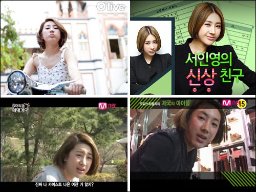 올리브TV '잇 시티-서인영, 싱가포르를 쇼핑하다', Mnet '서인영의 신상친구', '제국의 아이들', '닥터몽 의대가다'(왼쪽 위부터 시계방향으로)