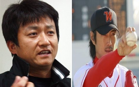 KBO 박종철 심판(왼쪽)과 MBC 주말특별기획 '2009 외인구단'의 윤태영