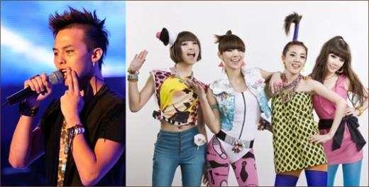 빅뱅의 지드래곤(왼쪽)과 2NE1 
