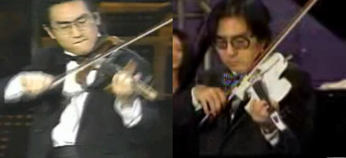 ↑네티즌이 올린 유진박 연주 비교 영상 - 1998년 연주(왼쪽)와 2008년 연주