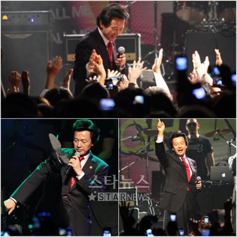 ↑'허본좌' 허경영(59)의 공연모습. ⓒ사진=유동일 기자 eddie@