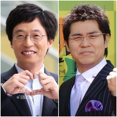 개그맨 유재석(왼쪽)과 김용만