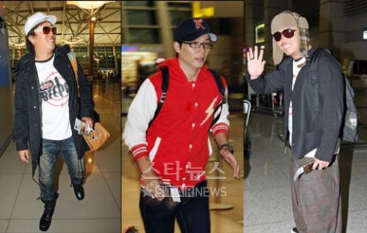 26일 오후 뉴욕으로 떠나는 '무한도전'의 정준하,유재석,길(왼쪽부터) ⓒ인천국제공항=유동일 기자