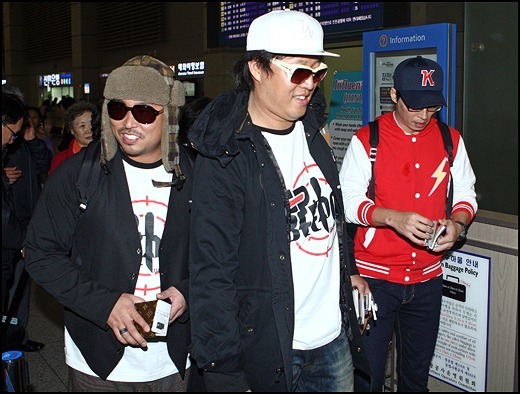 지난 26일 오후 뉴욕으로 떠나는 '무한도전'의 길,정준하,유재석(왼쪽부터) ⓒ인천국제공항=유동일 기자