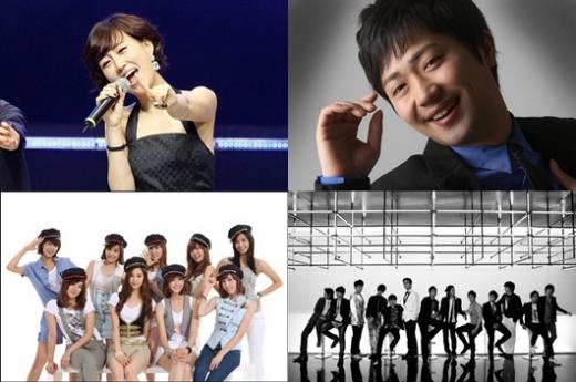 장윤정,박현빈,슈퍼주니어 소녀시대(왼쪽 위부터 시계방향) ⓒ사진=머니투데이 스타뉴스, SM엔터테인먼트