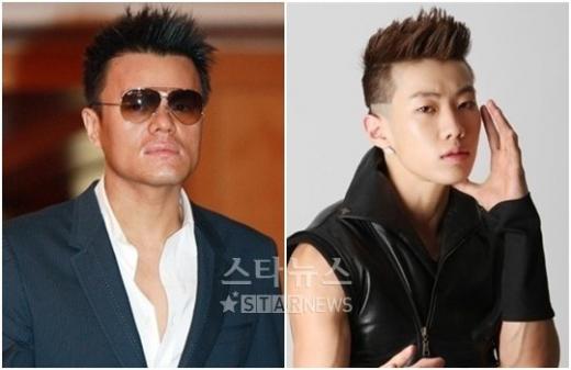 가수 겸 프로듀서 박진영과 2PM을 탈퇴하고 미국에 머물고 있는 재범. ⓒ머니투데이 스타뉴스