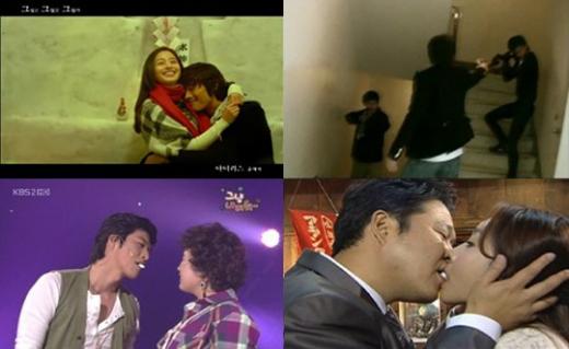 ↑(왼쪽 위부터 시계방향)'그립고 그립고 그립다' 패러디, 청소년들이 올린 패러디 동영상, 일요일 일요일 밤에'김구라-서영, '개그콘서트' 송병철-김민경