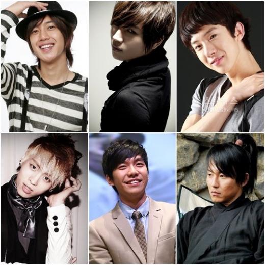 김현중, 케이윌, 조권, 김남길, 이승기, 샤이니 종현(왼쪽 위부터 시계방향으로)<br /><br />
