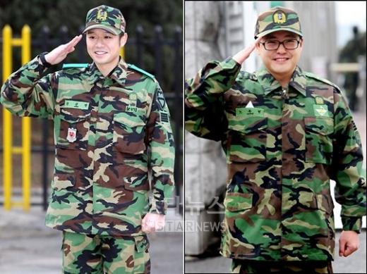 27일 나란히 현역 제대한 천정명(왼쪽)과 노유민 ⓒ고양(경기)=홍봉진 기자, 용산=송희진 기자