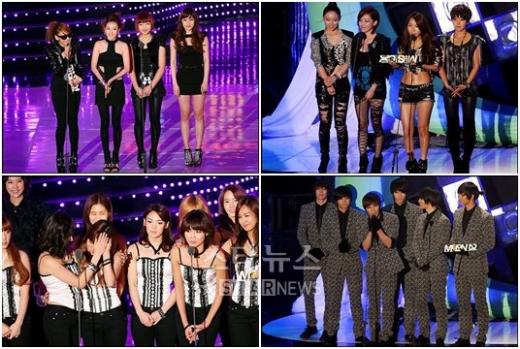 2NE1, 브라운아이드걸스, 2PM, 소녀시대(왼쪽 위부터 시계방향으로) ⓒ사진=이명근 기자 qwe123@