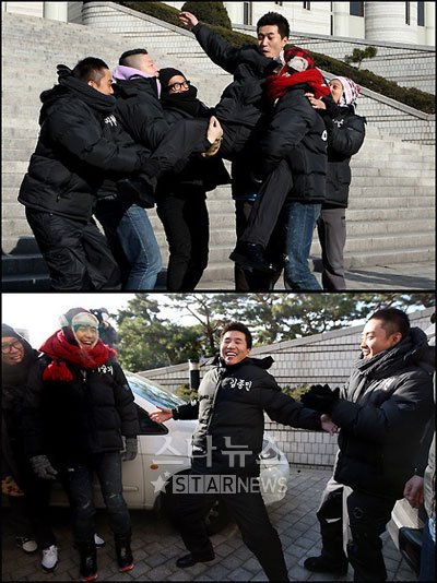 '환영의 헹가래'(위)와 '복귀신소 피곤댄스' ⓒ송희진 기자 songhj@