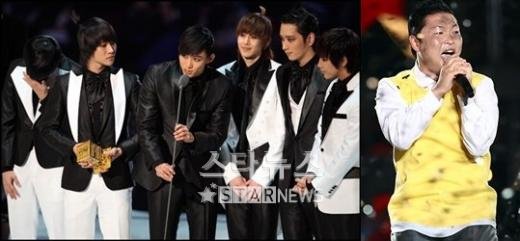 2PM(왼쪽)과 싸이 ⓒ사진=임성균 기자 tjdrbs23@, 홍봉진 기자 honggga@