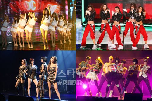 소녀시대 카라 티아라 브라운아이드걸스(왼쪽 위부터 시계방향) ⓒ머니투데이 스타뉴스