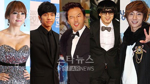 이효리 이승기 김성민 이하늘 이특(왼쪽부터) ⓒ머니투데이 스타뉴스