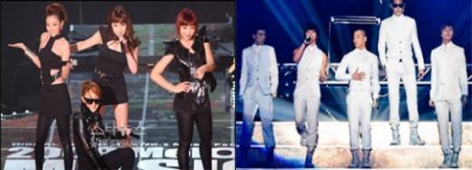 2NE1(왼쪽)과 빅뱅