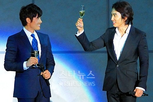 이병헌(왼쪽)과 송승헌 ⓒ사진=홍봉진 기자