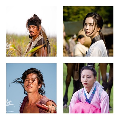KBS 2TV '추노'에서 엇갈린 애정관계를 그려나갈 오지호 이다해 김하은 장혁 (왼쪽위부터 시계방향)