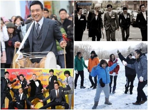 사진 왼쪽 위부터 시계방향으로 '승승장구', '무한도전', '패밀리가 떴다2', '1박2일'