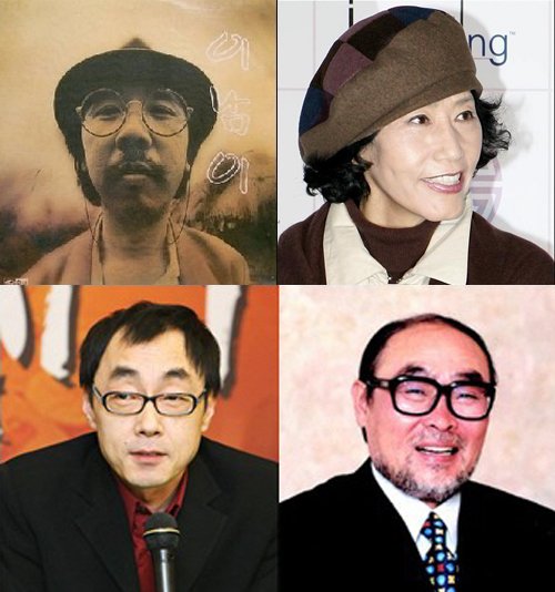 故 이남이, 여운계, 이주일, 박광정(왼쪽 위부터 시계방향)