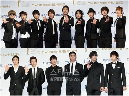 슈퍼주니어(위)와 2PM ⓒ사진=홍봉진 기자 honggga@