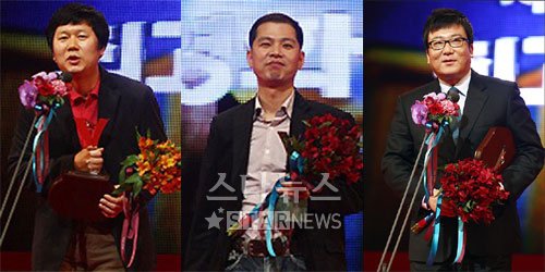 '워낭소리'의 이충렬 감독, 고영재 프로듀서, '해운대'의 윤제균 감독 ⓒ임성균 기자