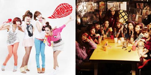 2NE1(왼쪽)과 소녀시대 