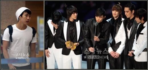 2009년 9월8일 미국행 비행기를 타고 한국을 떠난 재범(왼쪽)과 국내에서 활동 중인 2PM의 여섯 멤버들 ⓒ유동일 기자 eddie@