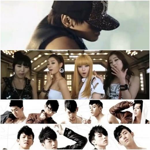 비, 시크릿, ZE:A(위부터) ⓒ사진=화면캡처, 스타제국