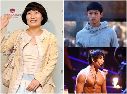 박경림, 2PM 택연, 비(왼쪽부터 시계방향으로)