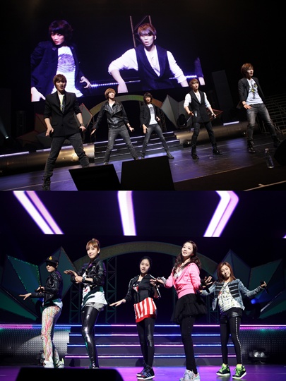 샤이니(위)와 f(x) <사진제공=SM엔터테인먼트>