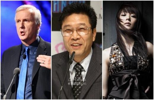 제임스 카메론, 이수만, 보아(왼쪽부터) ⓒ머니투데이 스타뉴스 및 SM엔터테인먼트 제공