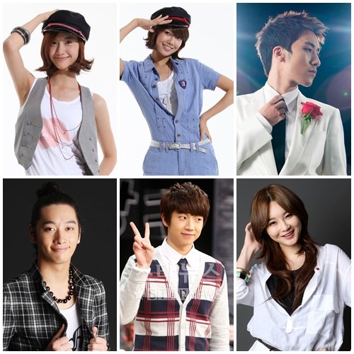 왼쪽 위에서부터 시계방향으로 소녀시대 윤아, 수영, 빅뱅 승리, 다비치 강민경, 2PM 우영, 찬성