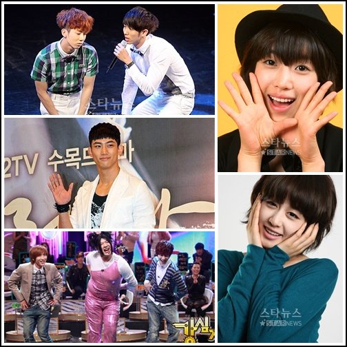 조권 임슬옹 은정 지연 은혁 신동 이특 택연(왼쪽부터 시계방향)