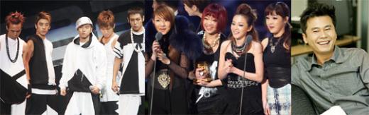 YG엔터테인먼트의 빅뱅, 2NE1, 양현석(왼쪽부터) ⓒ머니투데이 스타뉴스