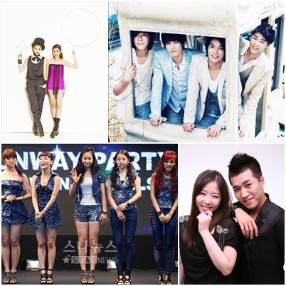 다비치,씨엔블루,원더걸스,코요태(위에서 시계방향)