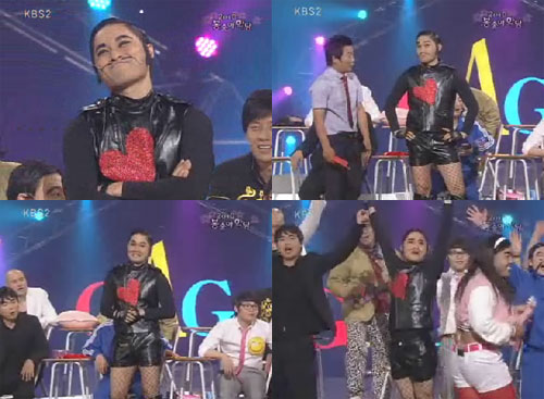 지난 20일 방송된 KBS 2TV '개그콘서트'의 '봉숭아 학당' 코너에 '왕비호' 캐릭터를 연기한 송준근 <화면캡처>
