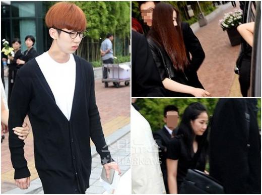 사진 왼쪽부터 선예 부친의 빈소를 찾은 2AM 조권과 원더걸스의 소희, 예은 ⓒ머니투데이 스타뉴스 홍봉진 기자 honggga@