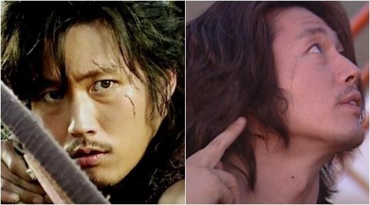 드라마 '추노'의 장혁(왼쪽)과 '단비' 촬영 도중 얼굴에 상처를 입은 장혁의 모습