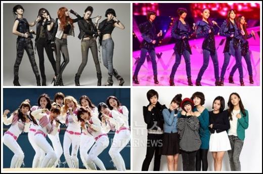 포미닛 카라 티아라 소녀시대(왼쪽부터 시계방향) ⓒ머니투데이 스타뉴스