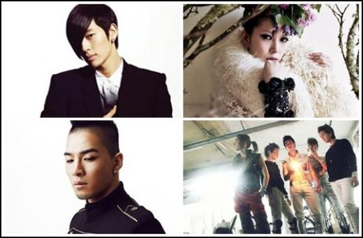 세븐, 보아, 샤이니, 태양(왼쪽 위부터 시계방향)
