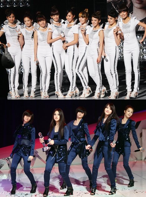 소녀시대(위)와 카라 ⓒ머니투데이 스타뉴스