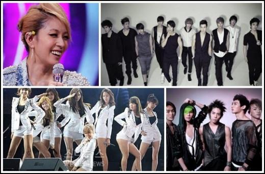 SM의 보아, 슈퍼주니어, 샤이니, 소녀시대(왼쪽 위부터 시계방향) ⓒ머니투데이 스타뉴스