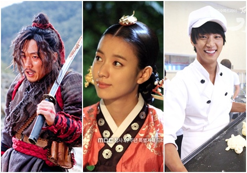 KBS 2TV '추노', MBC '동이', KBS 2TV '제빵왕 김탁구'(왼쪽부터)