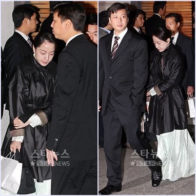 지난 4일 오후 정몽구 현대 자동차 회장 부인 故 이정화 여사의 1주기 추모식에 참석한 노현전 전 KBS 아나운서와 정대선 부부 ⓒ홍봉진 기자 honggga@