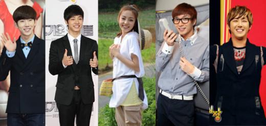 (왼쪽부터)조권, 이기광, 구하라, 이특, 황광희